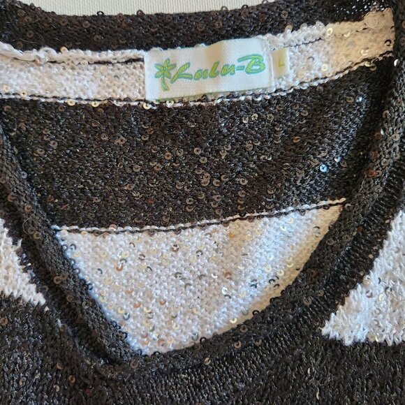 Lulu-B Black & White Sequin Knit Sweater - Picture 5 of 5